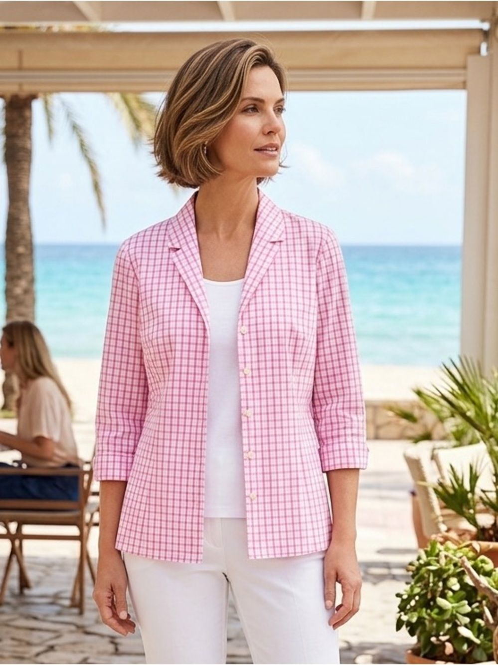 Take 50% OFF- Talbots Pink Plaid Button-Up Shirt, Size-8